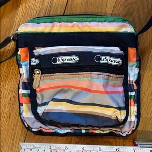 Lesportsac Multicolor Striped Navy Satchel